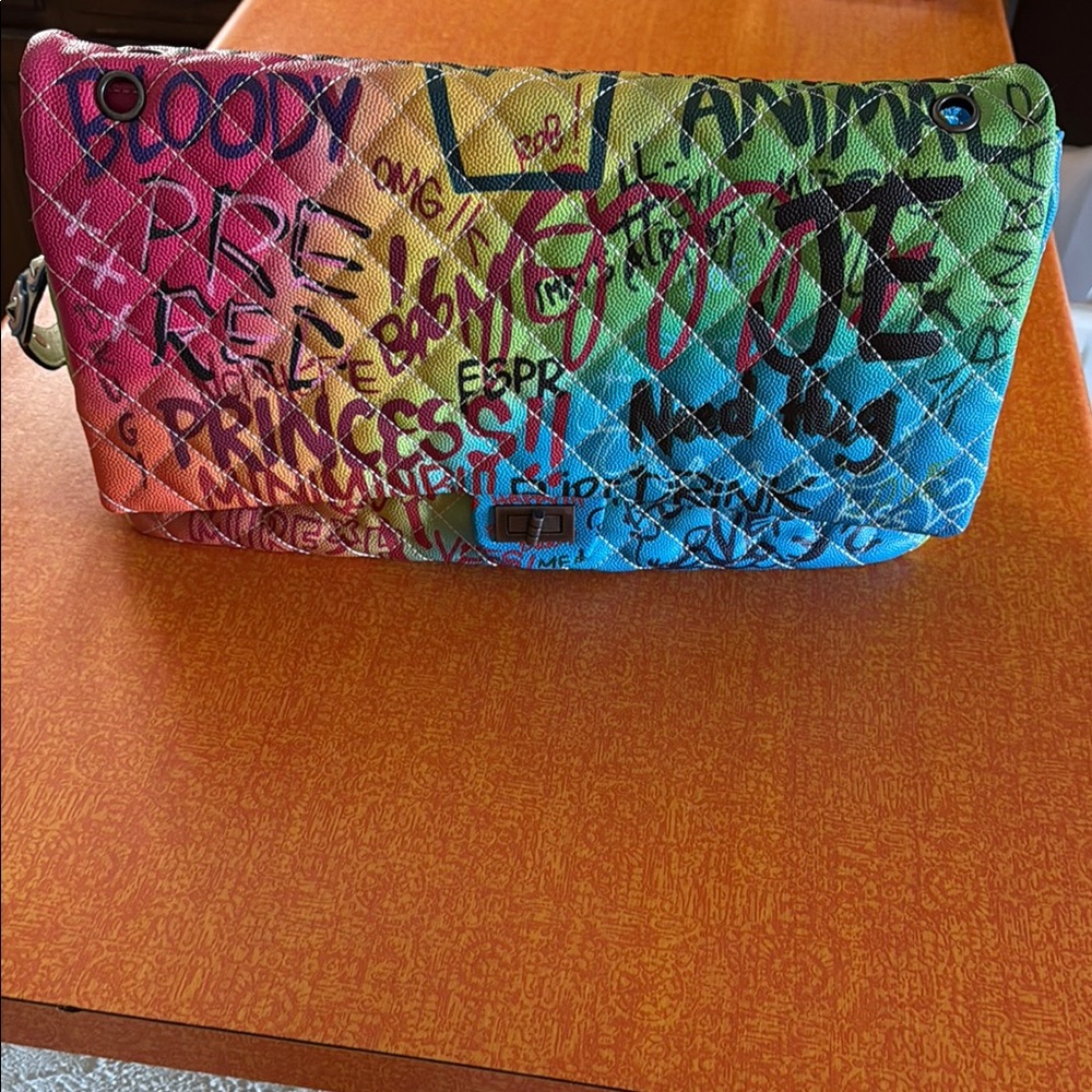 Multicolor Graffiti Quilted weekender Bag